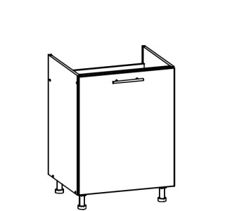 TIFFANY sivý lesk T23/D60Z, dolná drezová skrinka v šírke 60 cm