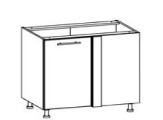 TIFFANY sivý lesk T25/DNLP, dolná skrinka do rohu v rozmere 100 x 60 cm