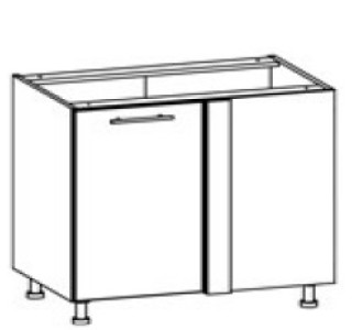 TIFFANY sivý lesk T25/DNLP, dolná skrinka do rohu v rozmere 100 x 60 cm