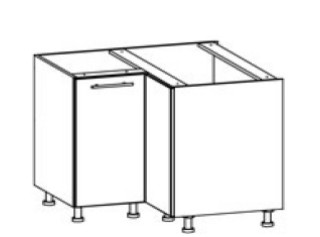 TIFFANY sivý lesk T26/D90NW, dolná rohová skrinka v rozmere 90 x 90 cm