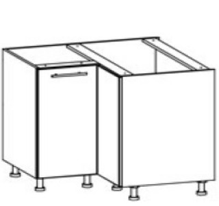 TIFFANY sivý lesk T26/D90NW, dolná rohová skrinka v rozmere 90 x 90 cm
