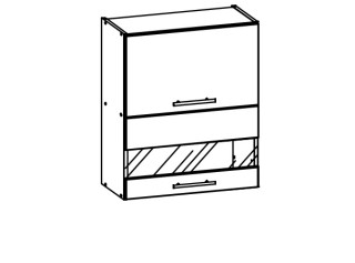TIFFANY sivý lesk T09/G60W, horná výklopná skrinka so sklom v šírke 60 cm