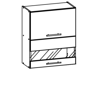 TIFFANY sivý lesk T09/G60W, horná výklopná skrinka so sklom v šírke 60 cm