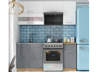 TIFFANY 120/180 biely lesk/sivý lesk, kuchynská linka v dĺžke 180 cm