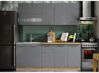 TIFFANY 200 sivý lesk, kuchynská linka 200 cm