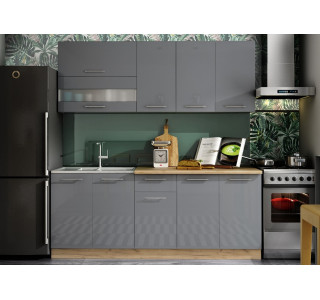 TIFFANY 200 sivý lesk, kuchynská linka 200 cm