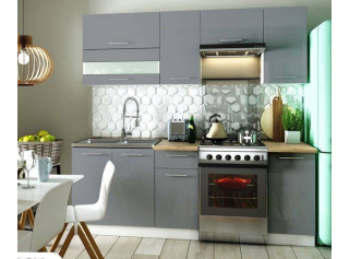 TIFFANY 160/220 sivý lesk, kuchynská linka v dĺžke 220 cm