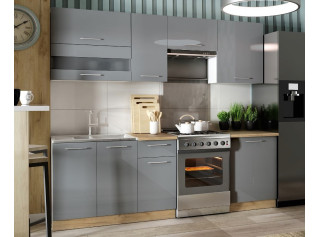 TIFFANY 180/240 sivý lesk, kuchynská linka 180/240 cm