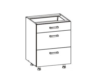 VERDI svetlosivá D3S60, dolná zásuvková skrinka v šírke 60 cm
