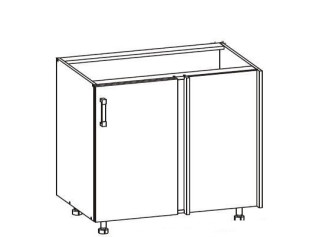 VERDI svetlosivá DNW105P, dolná skrinka určená do rohu v šírke 105 cm