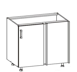 HAMPER dub lancelot DNW105P, dolná skrinka určená do rohu v šírke 105 cm
