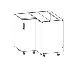 VERDI svetlosivá DNW90, dolná rohová skrinka v šírke 90 x 90 cm