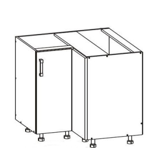 HAMPER dub lancelot DNW90, dolná rohová skrinka v šírke 90 x 90 cm