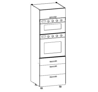 HAMPER dub lancelot DPS-60/207-SMB/O, vysoká skrinka na vstavanú rúru a mikrovlnku v šírke 60 cm a výške 207 cm