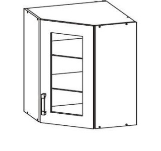 HAMPER dub lancelot GNWU60/72-LVPV, horná rohová skrinka v šírke 60 x 60 cm