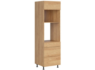 HAMPER dub hikory DPS-60/207-SMB/O, vysoká skrinka na vstavanú rúru a mikrovlnku v šírke 60 cm a výške 207 cm