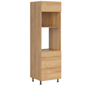 HAMPER dub hikory DPS-60/207-SMB/O, vysoká skrinka na vstavanú rúru a mikrovlnku v šírke 60 cm a výške 207 cm