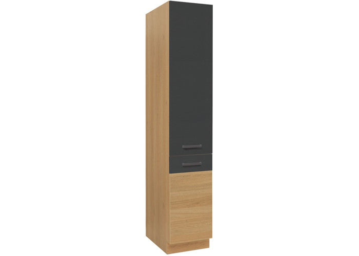 SEMI LINE dub/čierna D40/207, potravinová skrinka v šírke 40 cm a výške 207 cm SEMI LINE dub/čierna D40/207, potravinová skrinka v šírke 40 cm a výške 207 cm