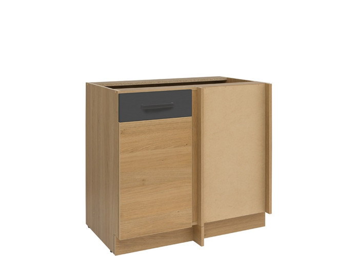 SEMI LINE dub/čierna DNW100P, dolná skrinka určená do rohu v šírke 100 cm, pravá