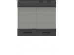 SEMI LINE dub/čierna G80/72-LVPV, horná skrinka so sklom v šírke 80 cm