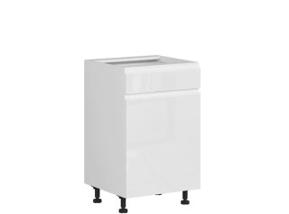 SOLE biely lesk D1S50, dolná skrinka so zásuvkou v šírke 50 cm