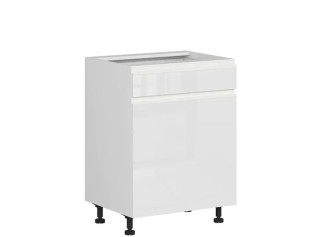 SOLE biely lesk D1S60, dolná skrinka so zásuvkou v šírke 60 cm