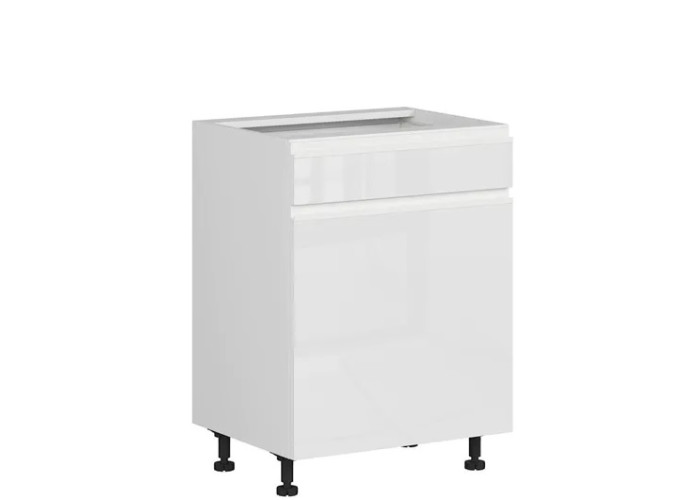 SOLE biely lesk D1S60, dolná skrinka so zásuvkou v šírke 60 cm