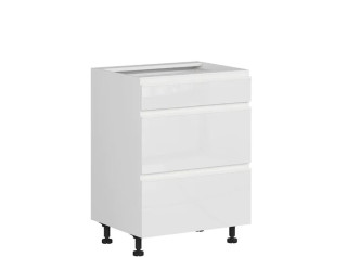 SOLE biely lesk D3S60, dolná zásuvková skrinka v šírke 60 cm