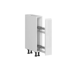 SOLE biely lesk DC15, dolná skrinka s CARGO košom v šírke 15 cm