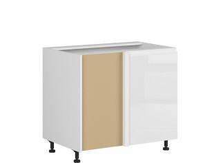 SOLE biely lesk DNW105L, dolná skrinka určená do rohu v šírke 105 cm