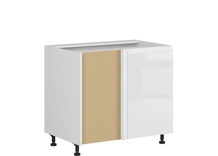 SOLE biely lesk DNW105L, dolná skrinka určená do rohu v šírke 105 cm