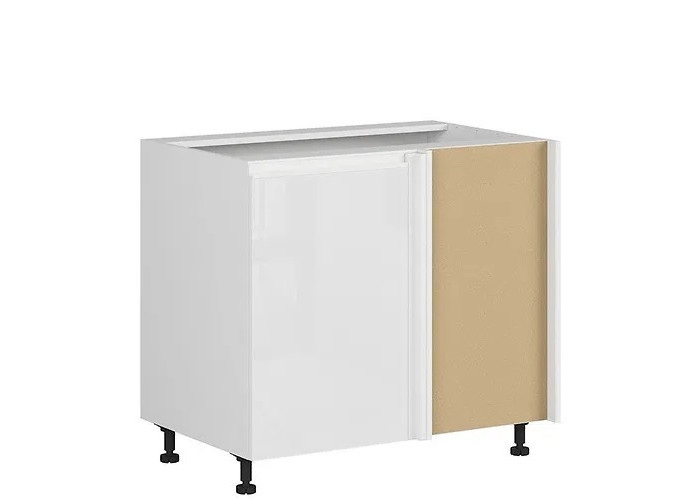 SOLE biely lesk DNW105P, dolná skrinka určená do rohu v šírke 105 cm