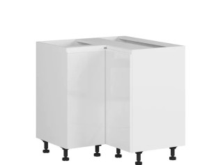 SOLE biely lesk DNW90, dolná rohová skrinka v šírke 90 x 90 cm