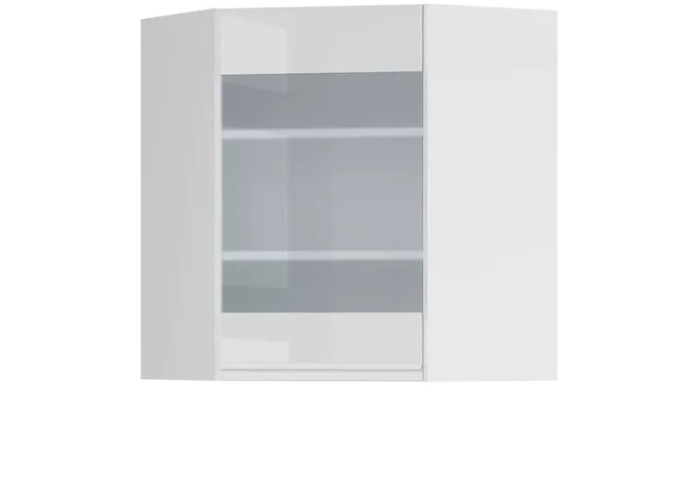 SOLE biely lesk GNWU60/72-LVPV, horná rohová skrinka v šírke 60 x 60 cm