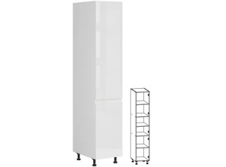 SOLE biely lesk D40/207, vysoká skrinka v šírke 40 cm a výške 207 cm