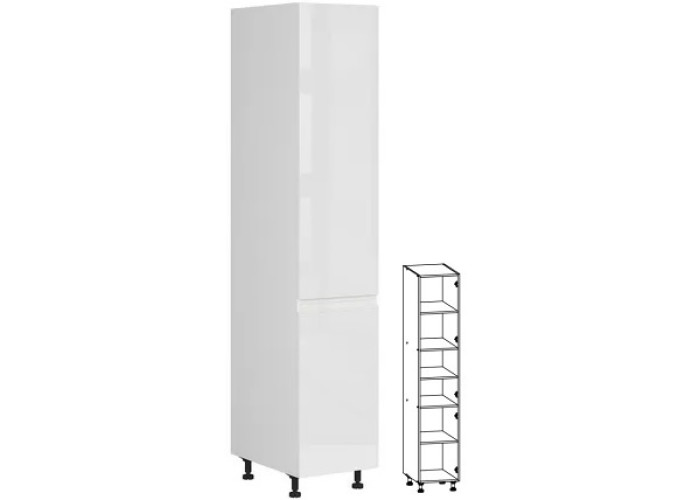 SOLE biely lesk D40/207, vysoká skrinka v šírke 40 cm a výške 207 cm