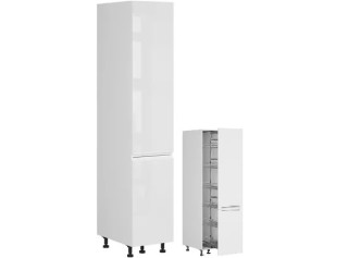 SOLE biely lesk DC40/207, vysoká skrinka s CARGO košom v šírke 40 cm a výške 207 cm