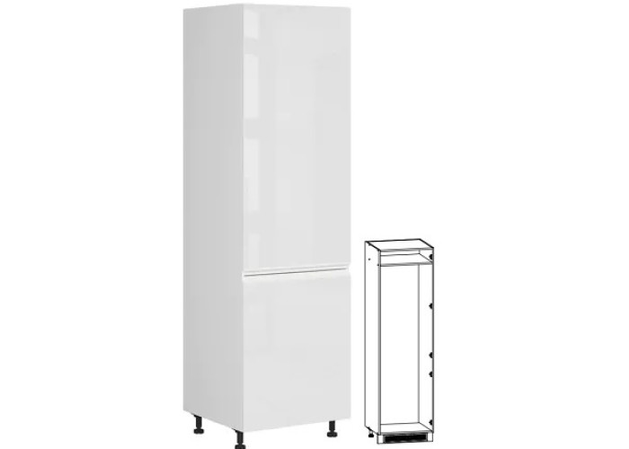 SOLE biely lesk DL60/207, skrinka na vstavanú chladničku v šírke 60 cm a výške 207 cm