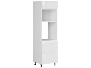 SOLE biely lesk DPS-60/207-P/O, vysoká skrinka na vstavanú rúru a mikrovlnku v šírke 60 cm a výške 207 cm