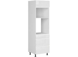 SOLE biely lesk DPS-60/207-SMB/O, vysoká skrinka na vstavanú rúru a mikrovlnku v šírke 60 cm a výške 207 cm