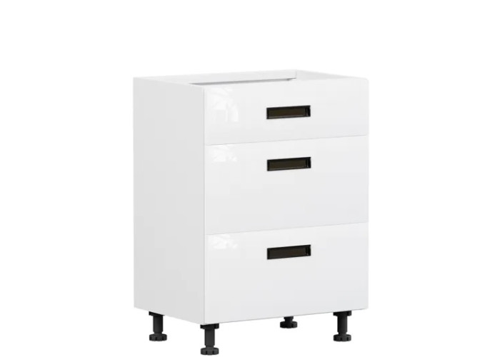 TAFNE biely lesk D3S60, dolná zásuvková skrinka v šírke 60 cm