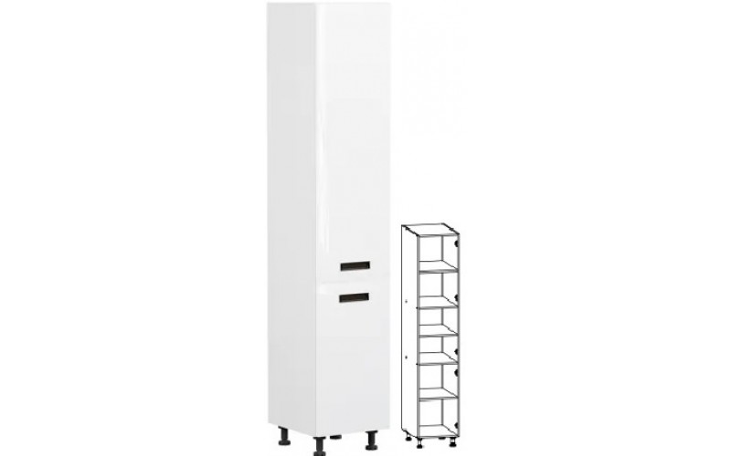 TAFNE biely lesk D40/207, vysoká skrinka v šírke 40 cm a výške 207 cm