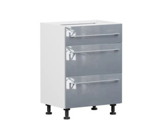 TOP LINE sivý lesk D3S60, dolná zásuvková skrinka v šírke 60 cm