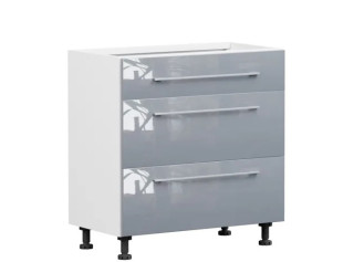 TOP LINE sivý lesk D3S80, dolná zásuvková skrinka v šírke 80 cm