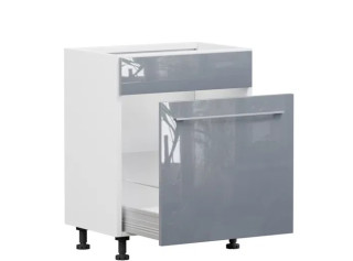 TOP LINE sivý lesk DKS60, dolná drezová skrinka s košom na odpad v šírke 60 cm