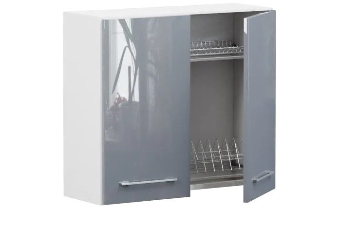 TOP LINE sivý lesk GC80/72, horná skrinka s odkvapkávačom v šírke 80 cm