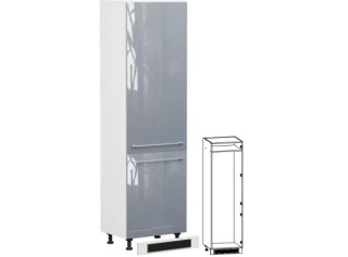 TOP LINE sivý lesk DL60/207_P/P1, vysoká skrinka na vstavanú chladničku v šírke 60 cm a výške 207 cm