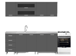 REA ALFA ZZ1 sivý grafit, kuchynská linka 200 cm 