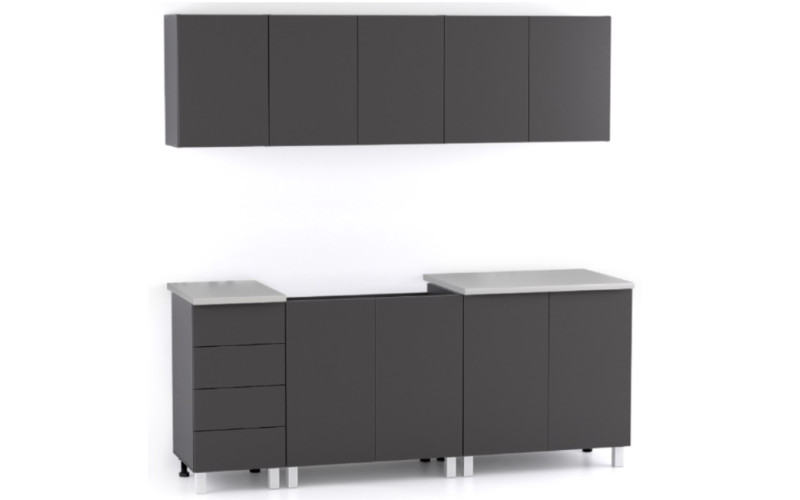 REA ALFA ZZ1 sivý grafit, kuchynská linka 200 cm REA ALFA ZZ1 sivý grafit, kuchynská linka 200 cm