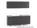 REA ALFA ZZ1 sivý grafit, kuchynská linka 200 cm REA ALFA ZZ1 sivý grafit, kuchynská linka 200 cm